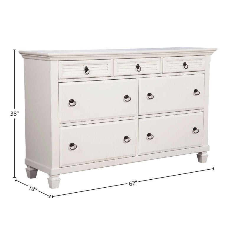 Winchester 7 Drawer Dresser, White - FCHF CITY