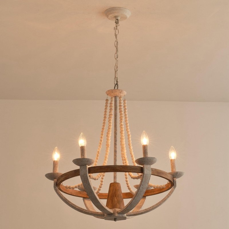 Wood Bead 6 - Light Chandelier - FCHF CITY