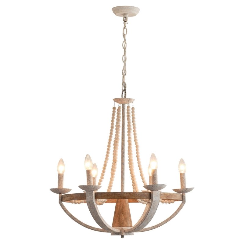 Wood Bead 6 - Light Chandelier - FCHF CITY