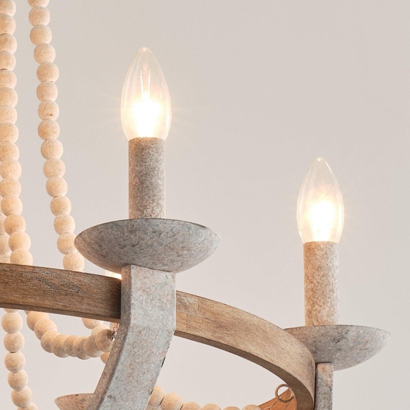Wood Bead 6 - Light Chandelier - FCHF CITY