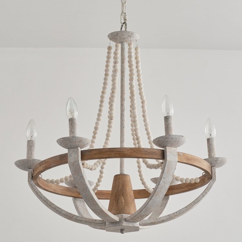 Wood Bead 6 - Light Chandelier - FCHF CITY