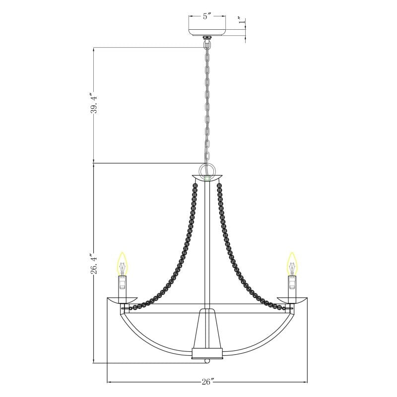 Wood Bead 6 - Light Chandelier - FCHF CITY
