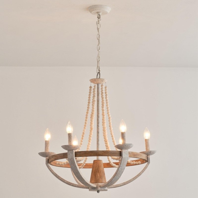 Wood Bead 6 - Light Chandelier - FCHF CITY