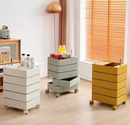Minimalist Rotatable 5-Tier Rolling Storage Cabinet with Lockable Casters