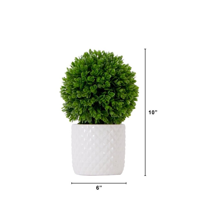 10&quot; Artificial Boxwood Topiary Plant with Decorative Planter - FCHF CITY