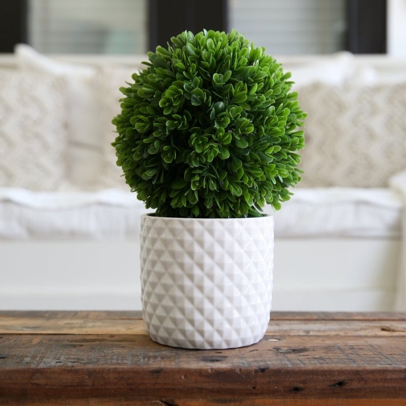 10&quot; Artificial Boxwood Topiary Plant with Decorative Planter - FCHF CITY