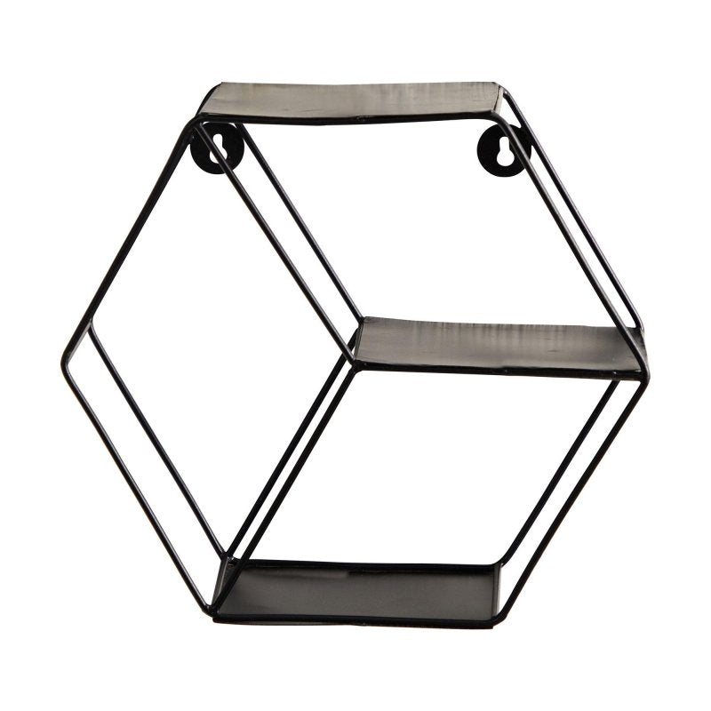 10” Black Matte Hexagon Wall Shelf - FCHF CITY