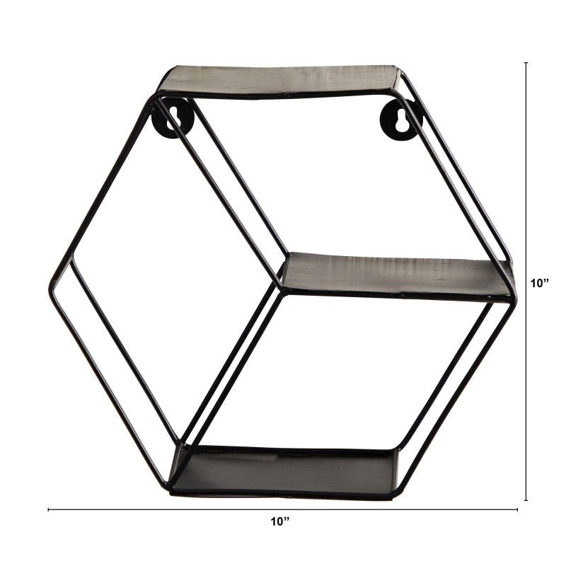 10” Black Matte Hexagon Wall Shelf - FCHF CITY