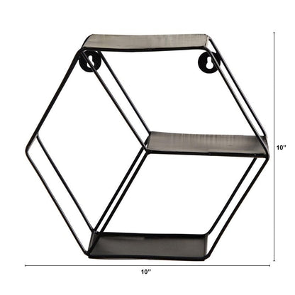 10” Black Matte Hexagon Wall Shelf - FCHF CITY