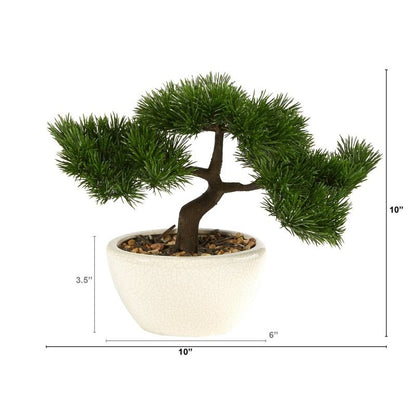 10” Cedar Bonsai Artificial Tree in Decorative Planter - FCHF CITY