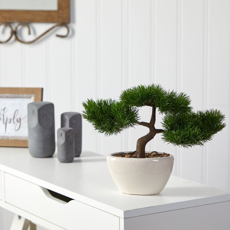 10” Cedar Bonsai Artificial Tree in Decorative Planter - FCHF CITY