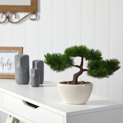 10” Cedar Bonsai Artificial Tree in Decorative Planter - FCHF CITY