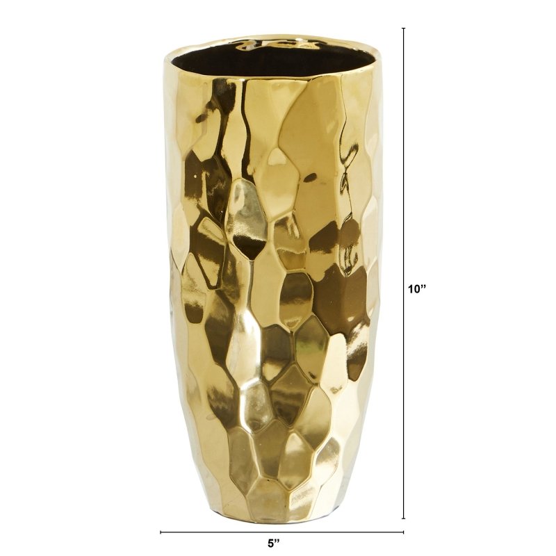 10” Designer Gold Cylinder Vase - FCHF CITY