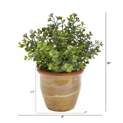 10” Eucalyptus and Sedum Succulent Artificial Plant in Ceramic Planter - FCHF CITY