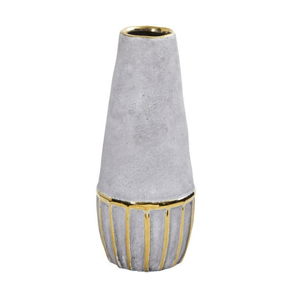 10” Regal Stone Decorative Vase with Gold Accents - FCHF CITY