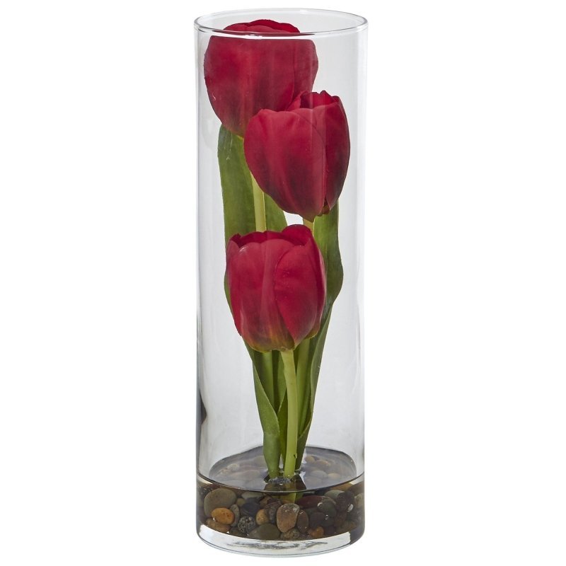 10&quot; Tulips in Cylinder Glass&quot; - FCHF CITY