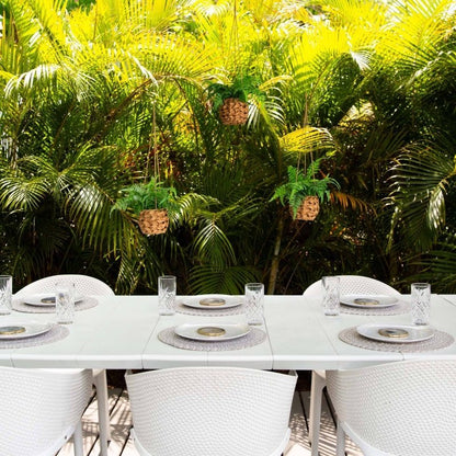 10” UV Resistant Artificial Boston Fern in Hanging Wicker Basket (Indoor/Outdoor) - Set of 3 - FCHF CITY