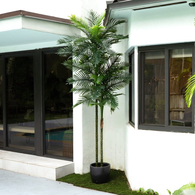 10’ UV Resistant Artificial Double Robellini Palm Tree (Indoor/Outdoor) - FCHF CITY