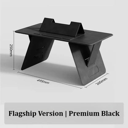 Portable Foldable Lap Desk 4‑Level Height Adjustable Suede Bed Table