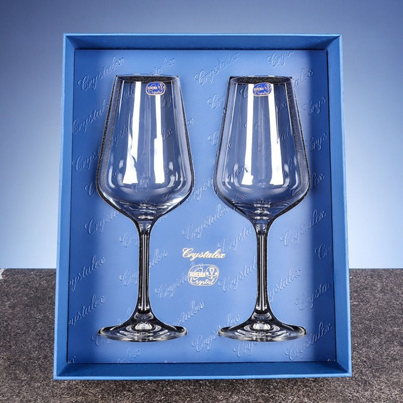 Lead‑Free Crystal Wine Glass &amp; Champagne Flute 2‑Pcs Gift Set