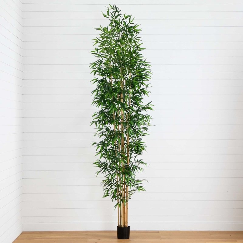 11’ Artificial Bamboo Tree with Real Bamboo Trunks - FCHF CITY