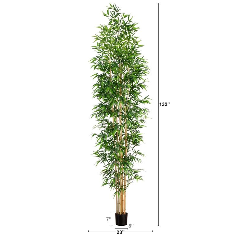11’ Artificial Bamboo Tree with Real Bamboo Trunks - FCHF CITY