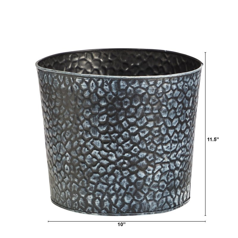 11.5” Embossed Tin Bucket with Pebble Pattern - FCHF CITY
