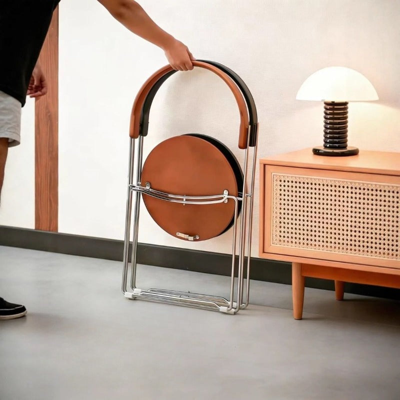 Retro Foldable Stainless Steel Dining Chair