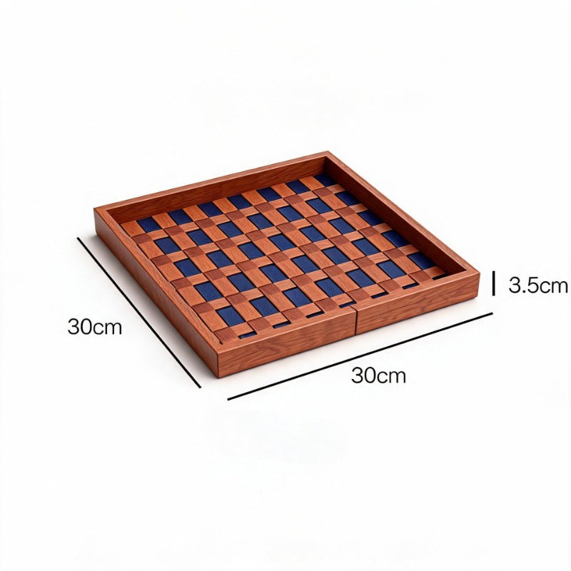 Modern Woven Checkered Storage Bin, Faux‑Leather Decor Organizer for Home