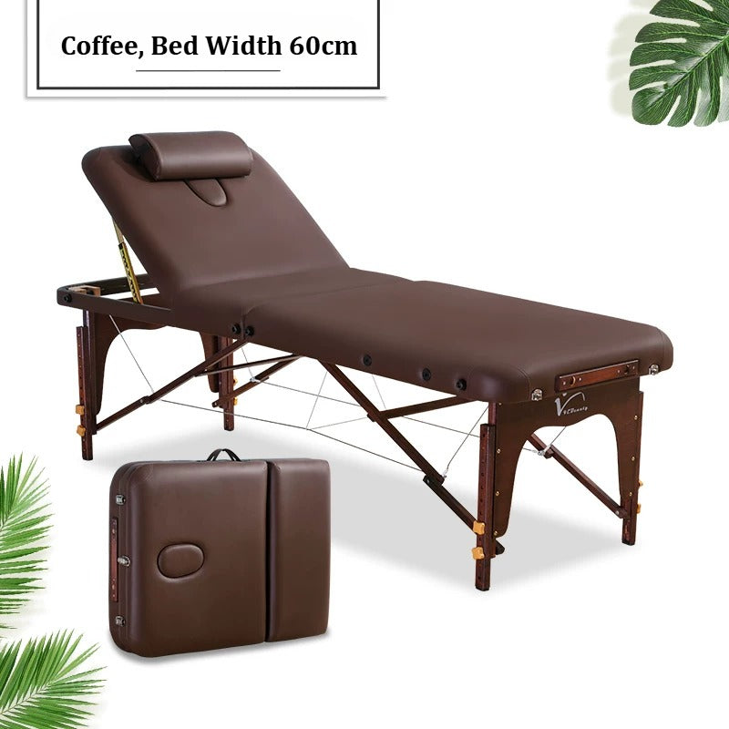 Portable Folding Massage Table, Beech Wood Height Adjustable Spa Bed