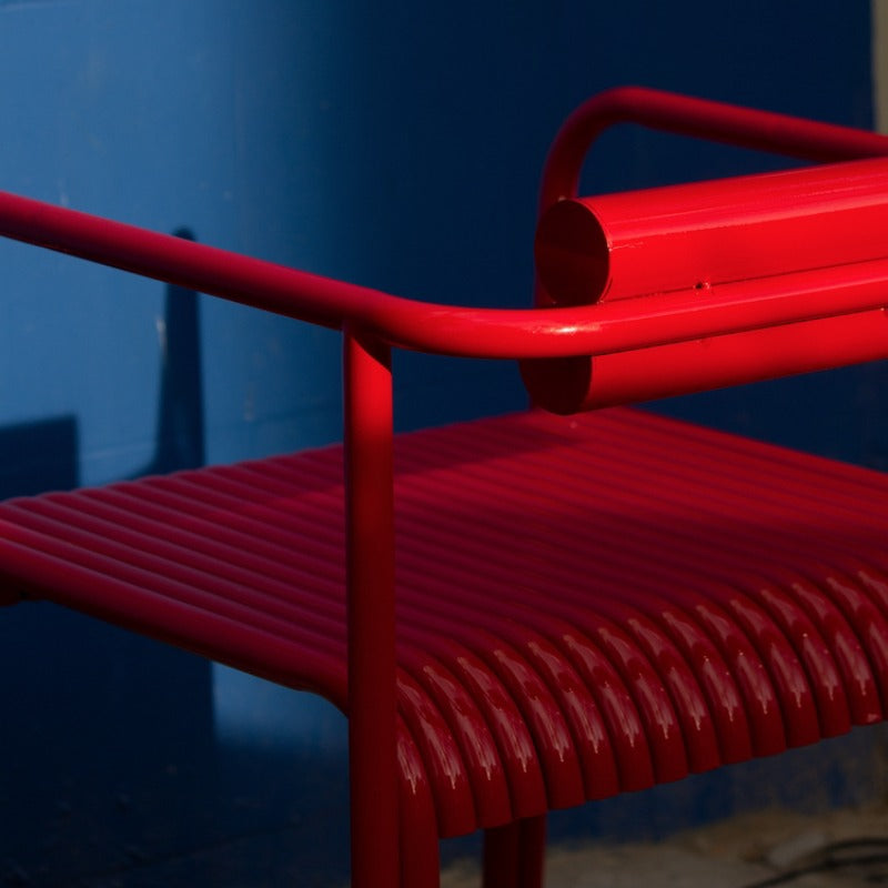 Colorful Aluminum Slatted Patio Dining Armchair