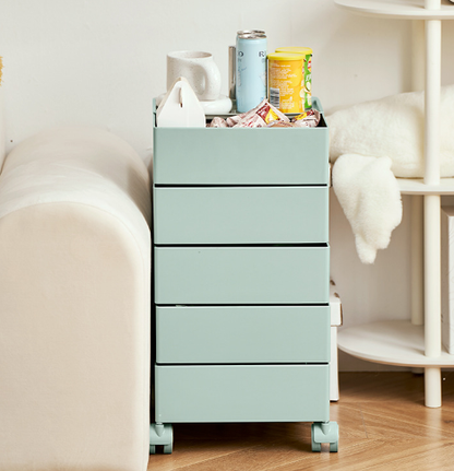 Minimalist Rotatable 5-Tier Rolling Storage Cabinet with Lockable Casters