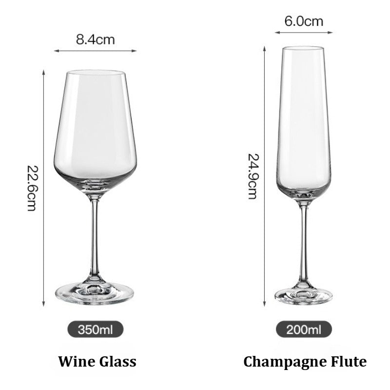 Lead‑Free Crystal Wine Glass &amp; Champagne Flute 2‑Pcs Gift Set