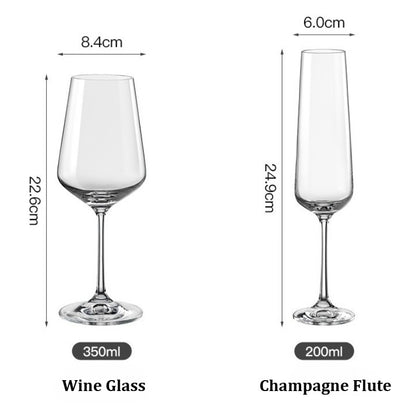 Lead‑Free Crystal Wine Glass &amp; Champagne Flute 2‑Pcs Gift Set