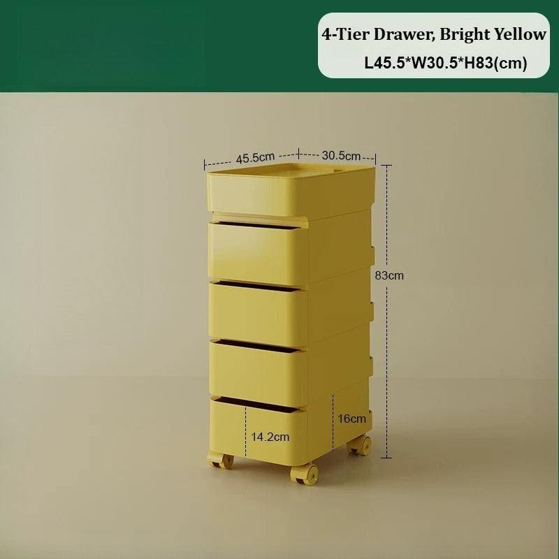 No Odor ABS Rolling Storage Chest with 4 Drawers