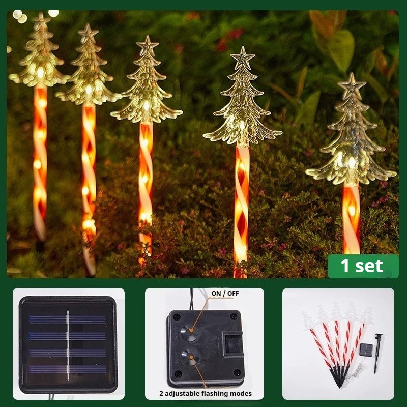 Christmas Solar &amp; Battery LED Stake Lights, Waterproof Garden Decor, Set of 5