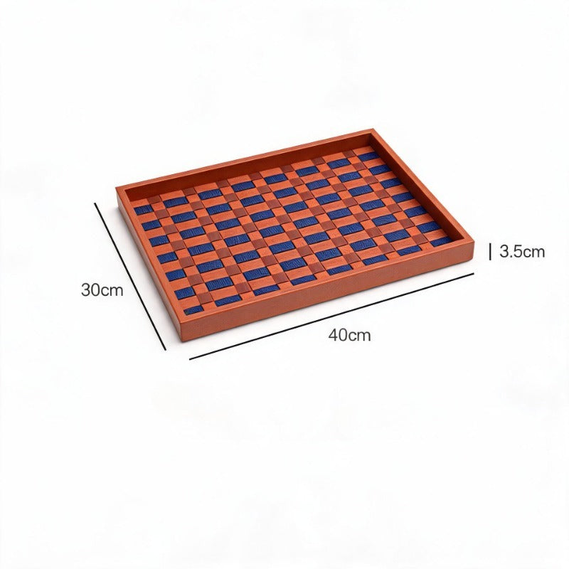 Modern Woven Checkered Storage Bin, Faux‑Leather Decor Organizer for Home