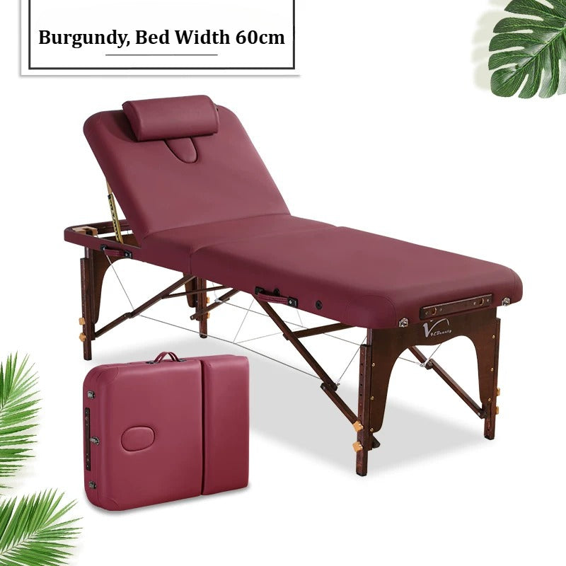Portable Folding Massage Table, Beech Wood Height Adjustable Spa Bed