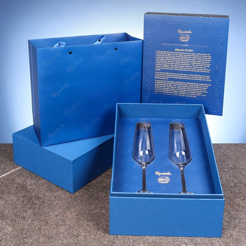 Lead‑Free Crystal Wine Glass &amp; Champagne Flute 2‑Pcs Gift Set