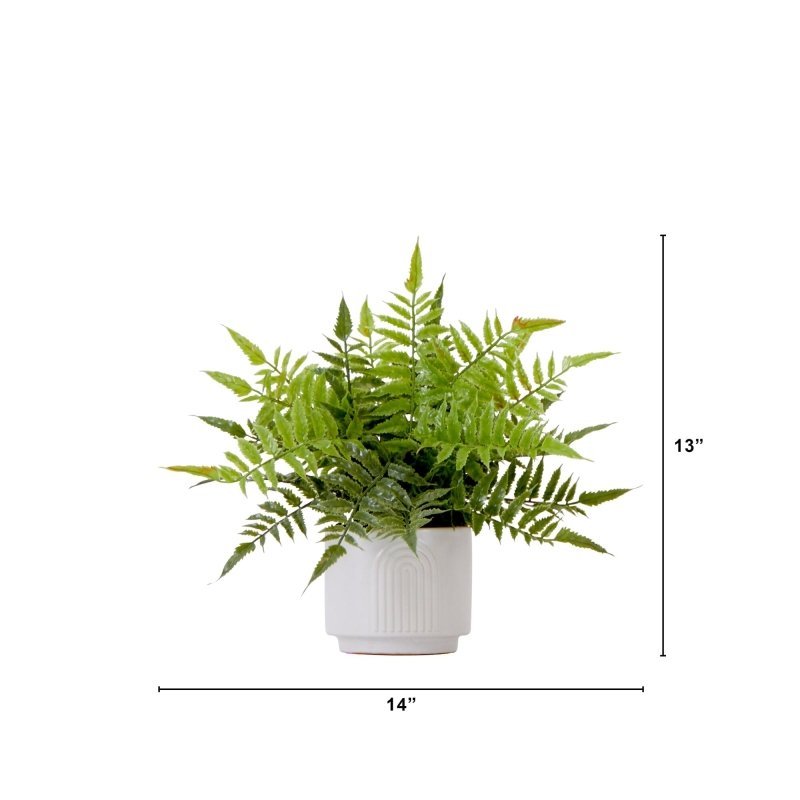 13&quot; Artificial Boston Fern Plant with Decorative Planter - FCHF CITY