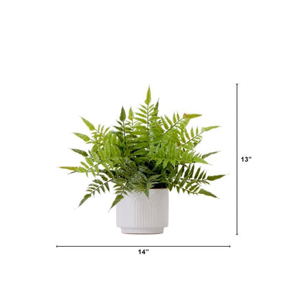 13&quot; Artificial Boston Fern Plant with Decorative Planter - FCHF CITY