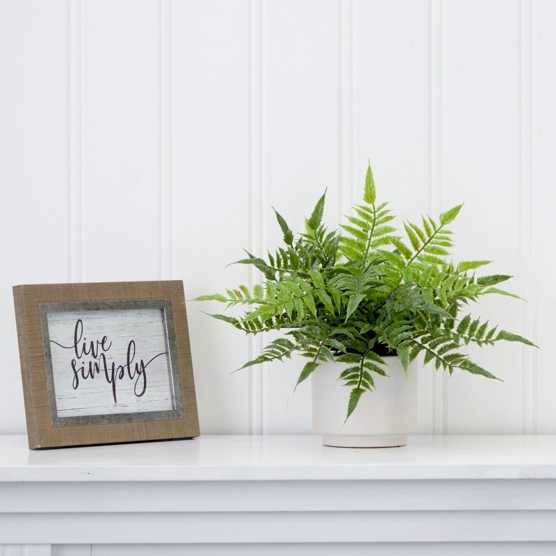 13&quot; Artificial Boston Fern Plant with Decorative Planter - FCHF CITY
