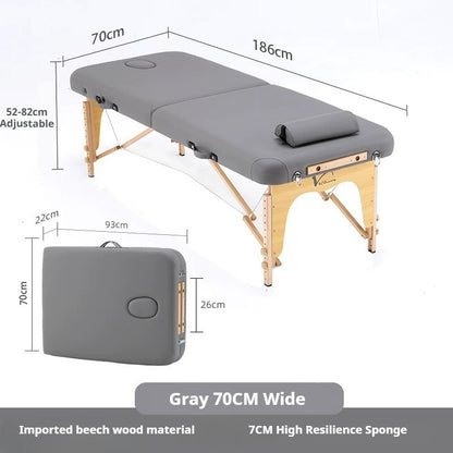Portable Folding Massage Table, Beech Wood Height Adjustable Spa Bed