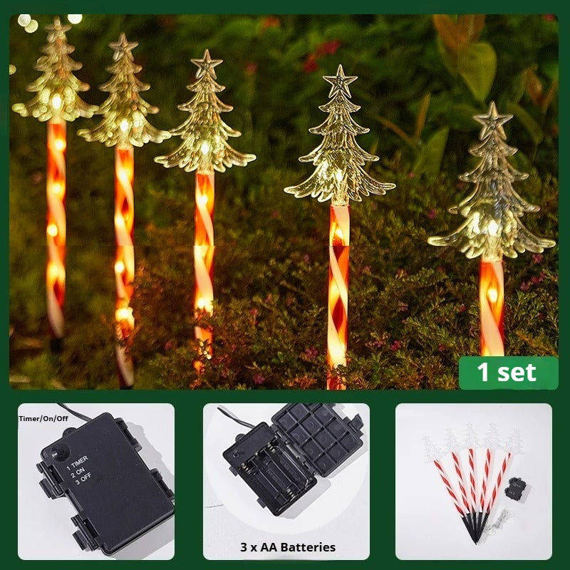 Christmas Solar &amp; Battery LED Stake Lights, Waterproof Garden Decor, Set of 5