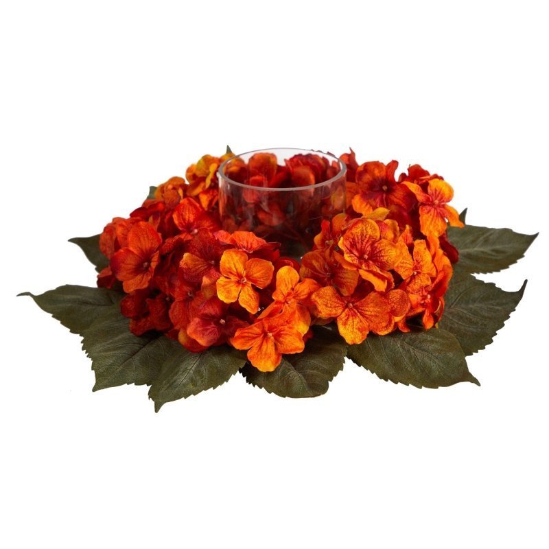 14” Autumn Hydrangea Artificial Candelabrum Arrangement - FCHF CITY