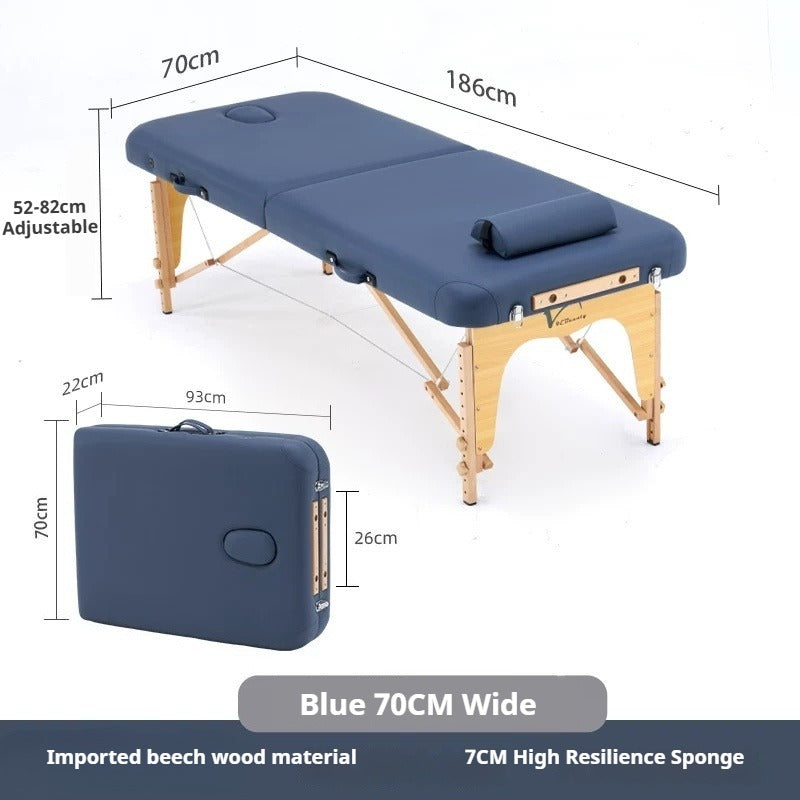 Portable Folding Massage Table, Beech Wood Height Adjustable Spa Bed