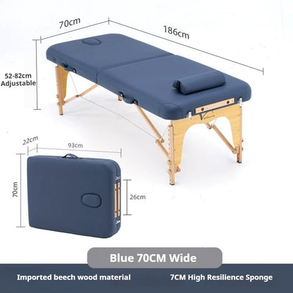 Portable Folding Massage Table, Beech Wood Height Adjustable Spa Bed