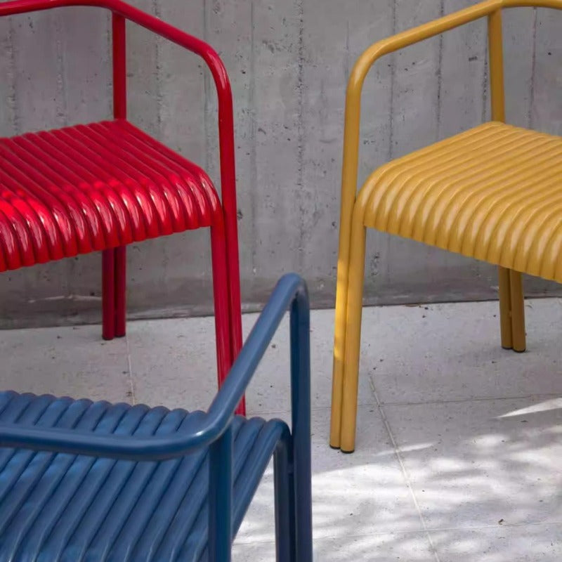 Colorful Aluminum Slatted Patio Dining Armchair