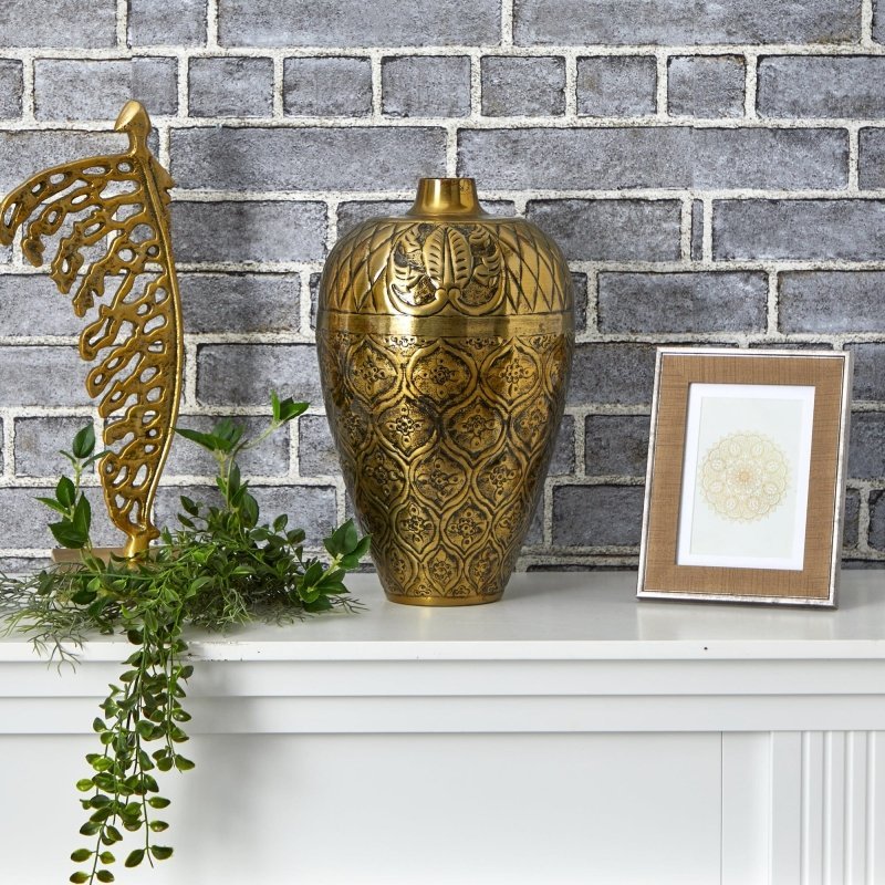 15” Gold Antique Urn - FCHF CITY