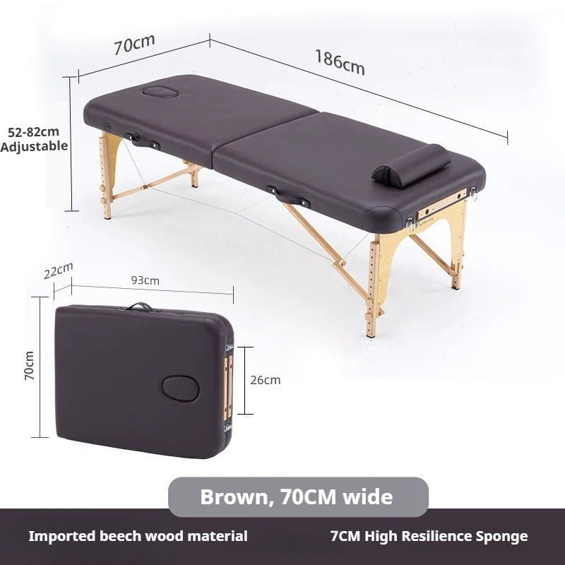 Portable Folding Massage Table, Beech Wood Height Adjustable Spa Bed